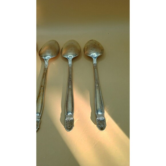 Vntg HOLMES & EDWARDS IS Danish Princess Inlaid Silver Plate - Teaspoons 5Pcs - Picture 7 of 8